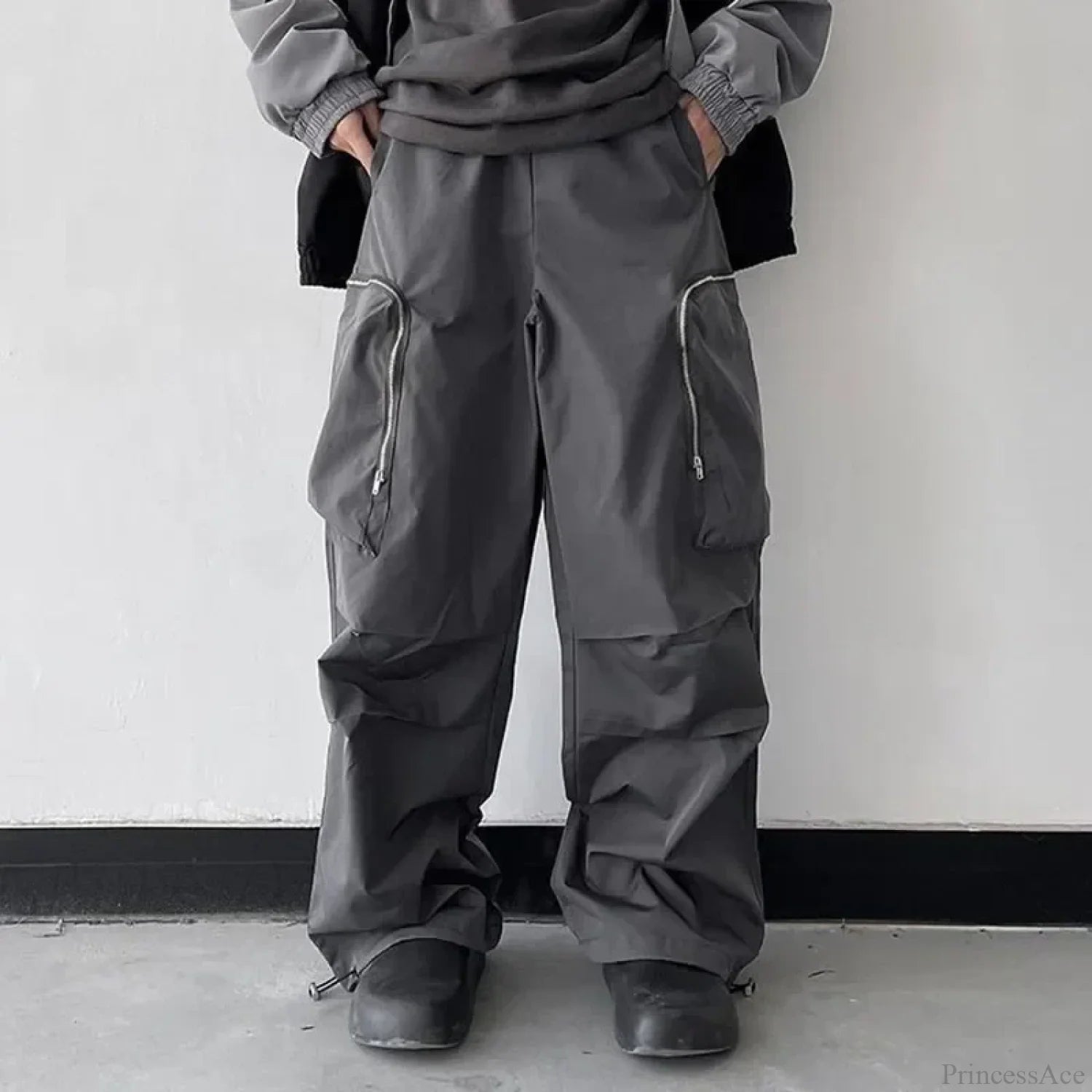 Black Baggy Cargo Streetwear Pants