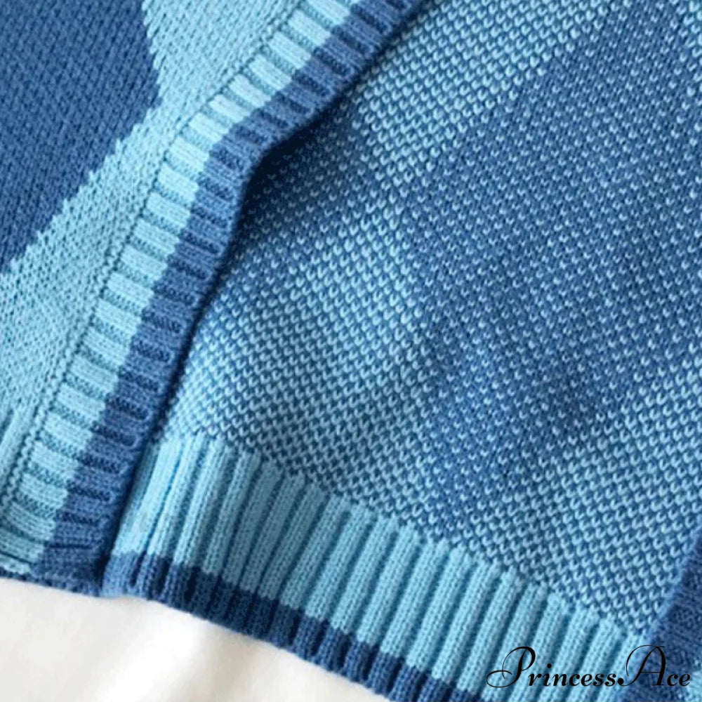 Black Blue Daily Plaid Knitwear Cardigan