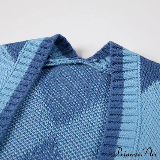 Black Blue Daily Plaid Knitwear Cardigan