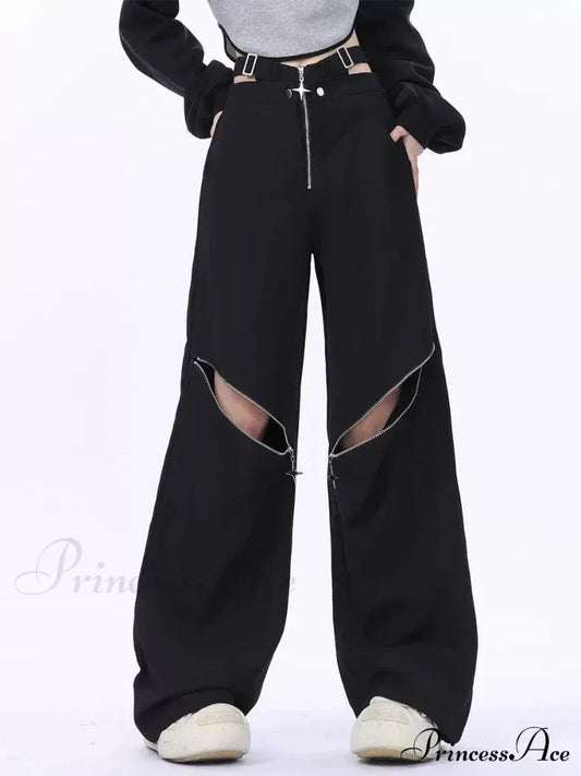 Black Casual Retro Cargo Halloween Pants