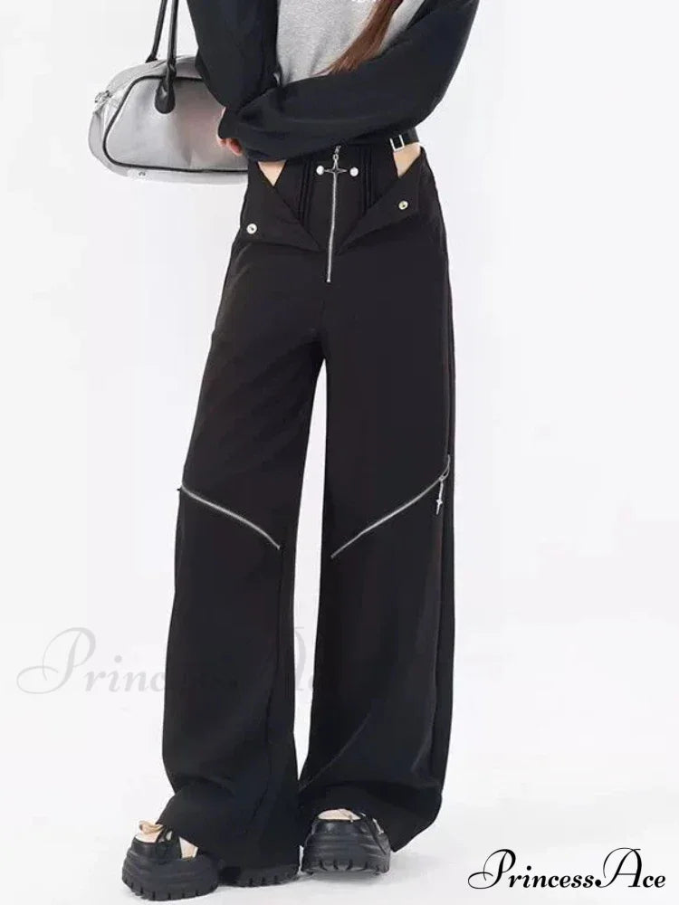 Black Casual Retro Cargo Halloween Pants