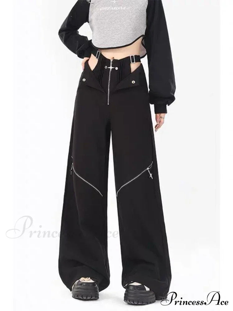 Black Casual Retro Cargo Halloween Pants