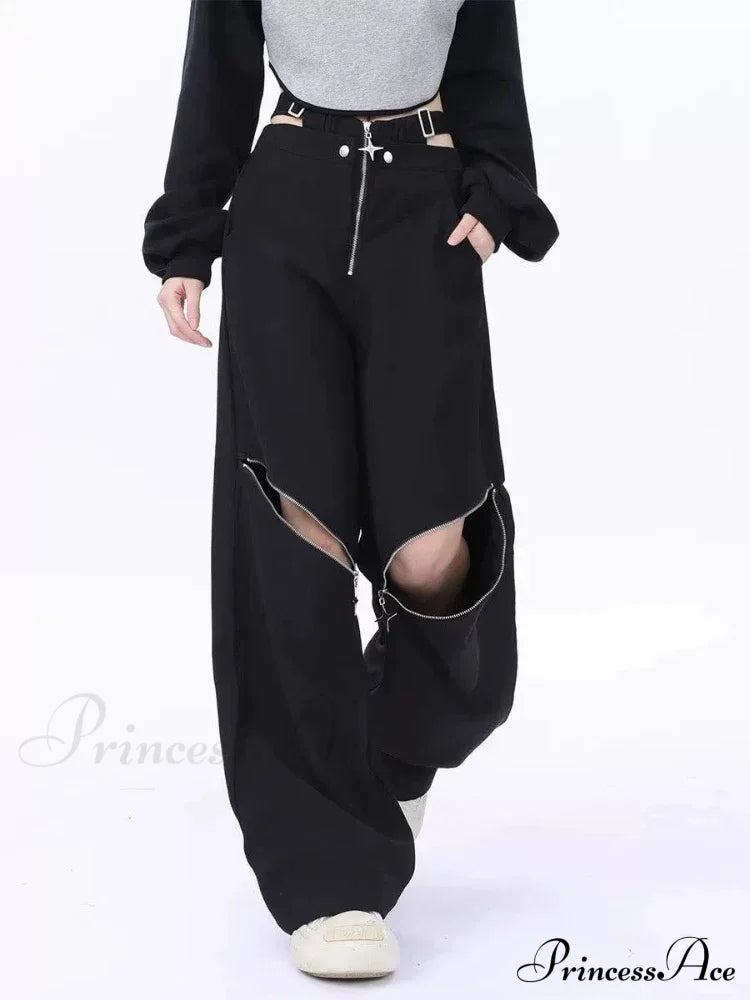 Black Casual Retro Cargo Halloween Pants