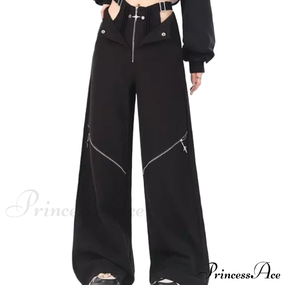 Black Casual Retro Cargo Halloween Pants / S