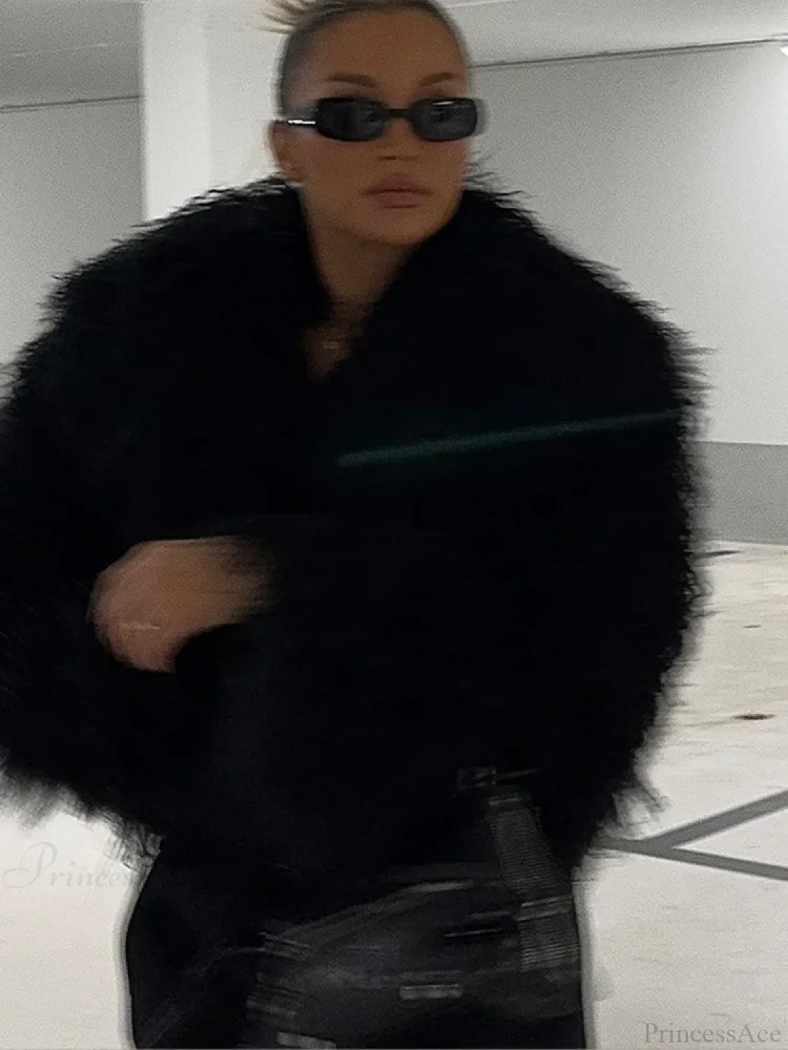 Black Casual Turn Down Collar Coat