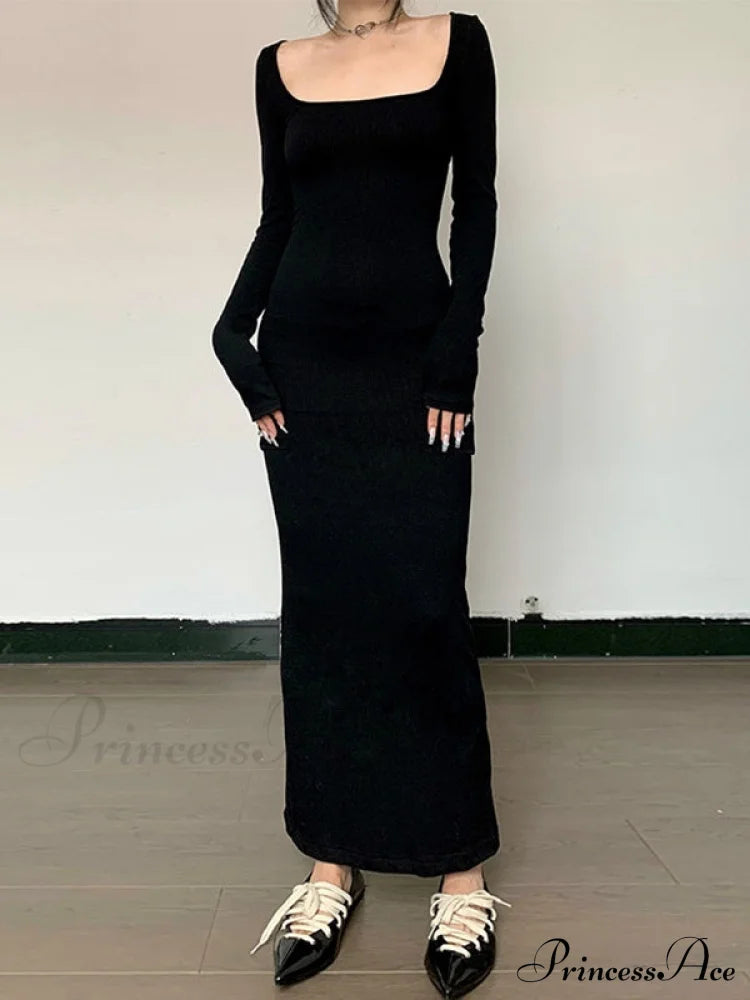 Black Charming Jacket Maxi Dresses