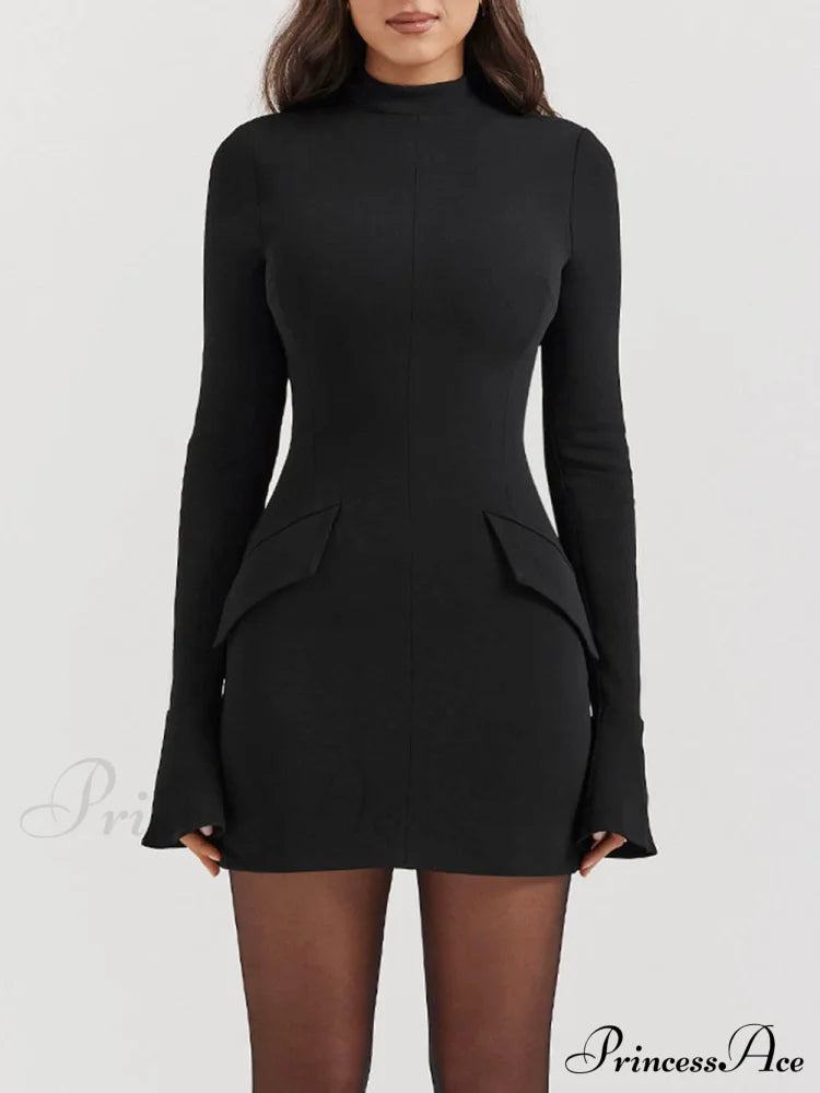 Black Elegant Mini Dress Dresses