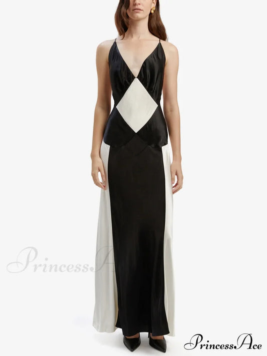 Black Ivory Stylish Contrast Maxi Dress Dresses