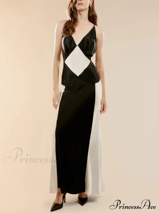 Black Ivory Stylish Contrast Maxi Dress / S Dresses