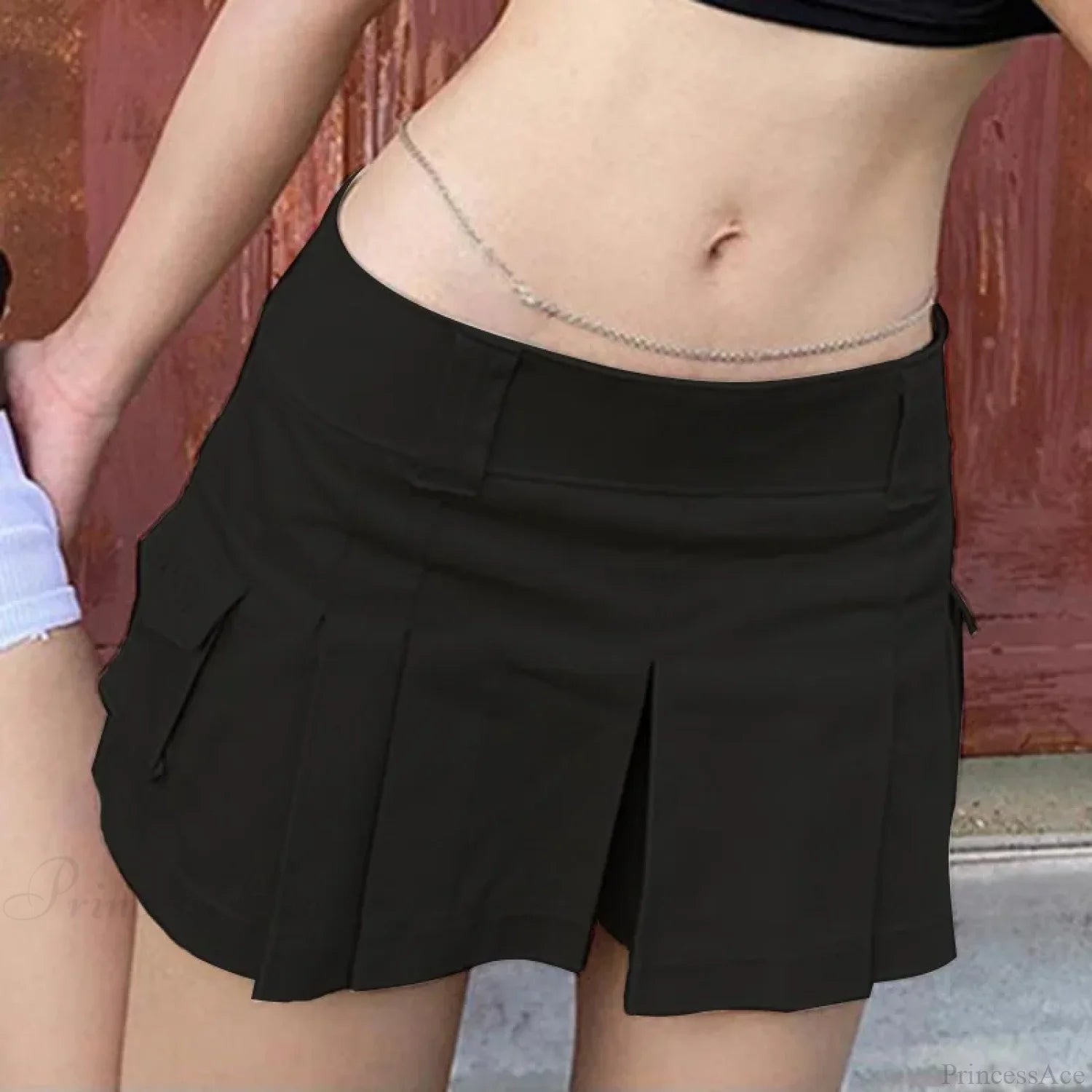 Black Pleated Tennis Style Skirt Black / S skirts-250223