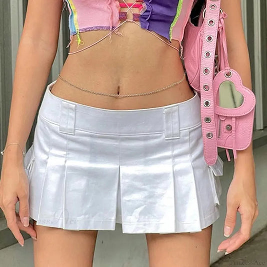 Black Pleated Tennis Style Skirt White / S skirts-250223