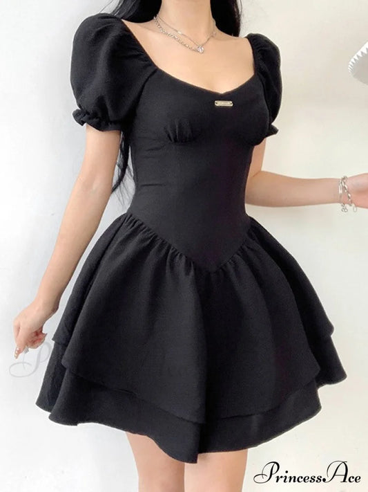 Black Pu Graceful Cropped Tank Top / S Mini Dresses