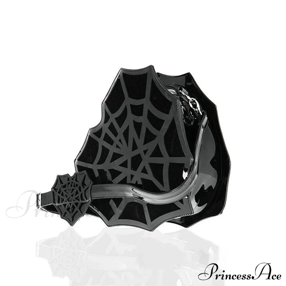 Black Spider Web Punk Creative Women’s Halloween Designer Shoulder Crossbody Bag