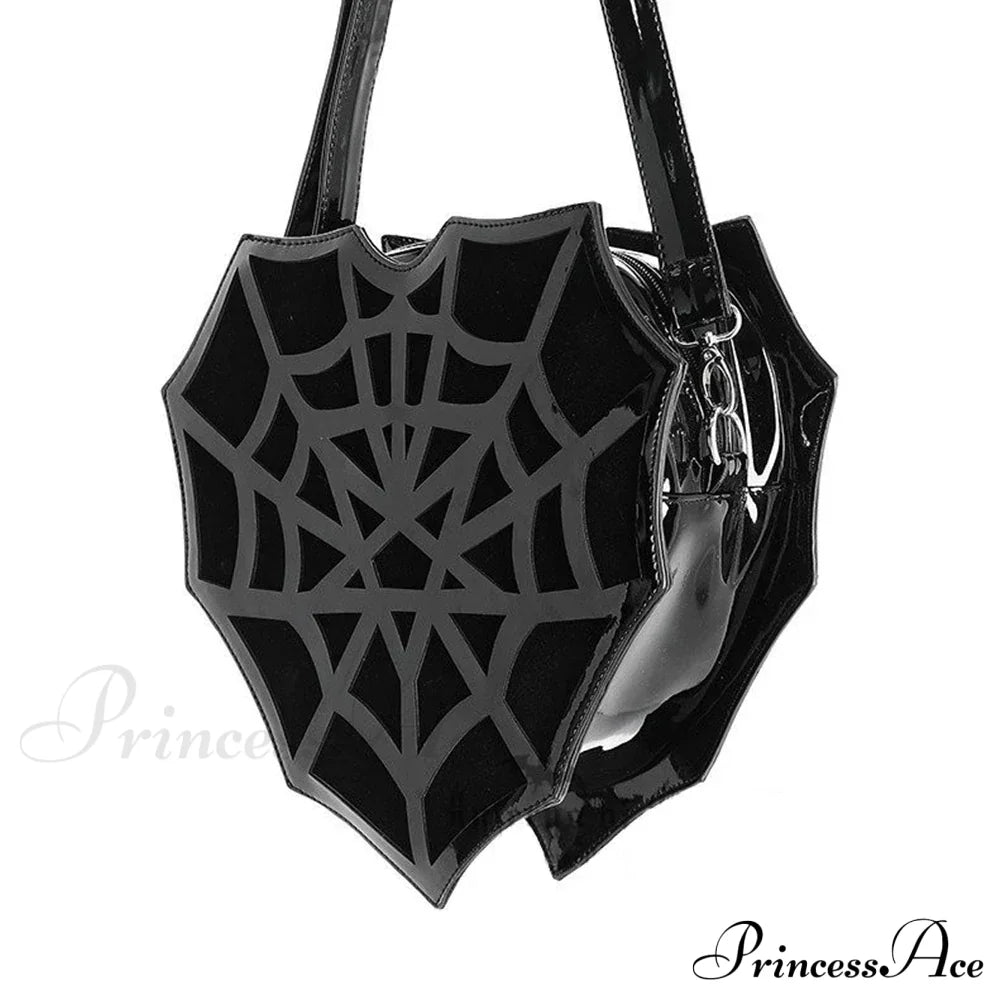 Black Spider Web Punk Creative Women’s Halloween Designer Shoulder Crossbody Bag