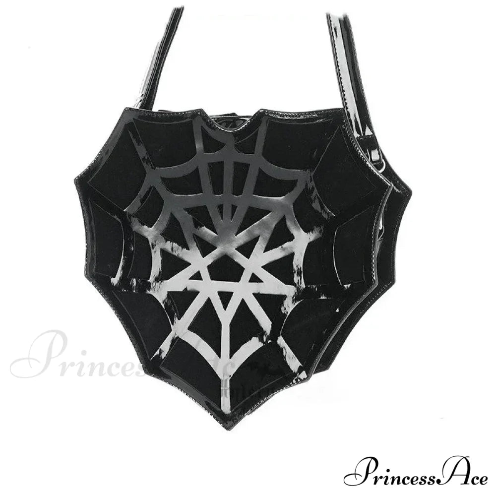 Black Spider Web Punk Creative Women’s Halloween Designer Shoulder Crossbody Bag