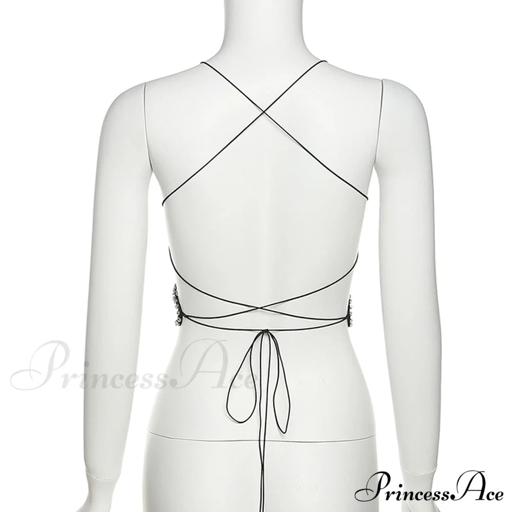 Black Stud Stylish Butterfly Crop Top