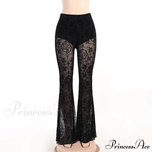 Black Summer Flare Halloween Pants / S