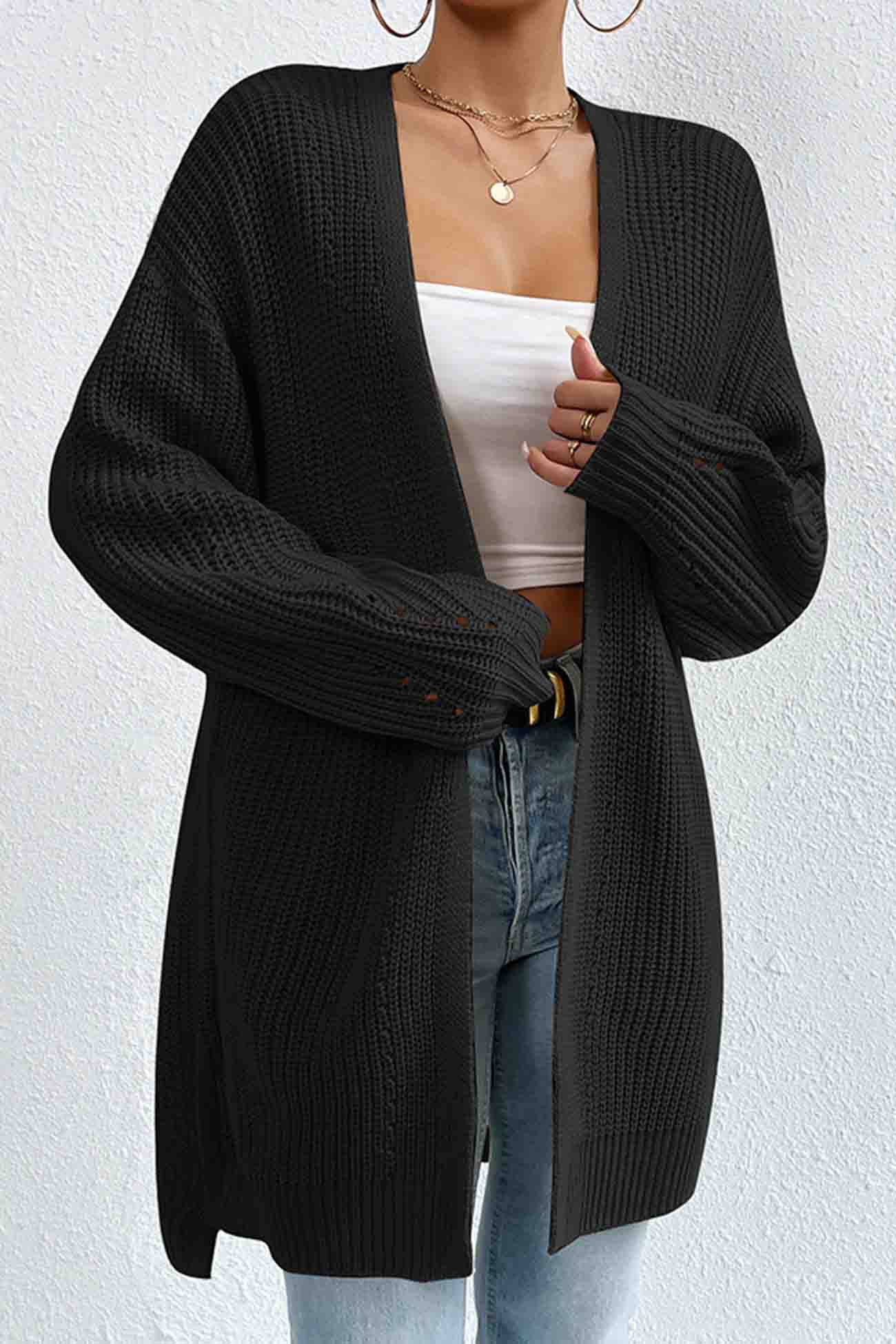 Open Mid-Length Front Cardigan