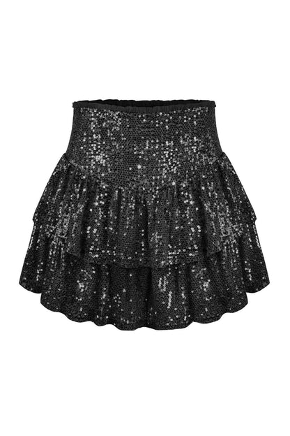 Mini Tiered Sequined Folded Skirt