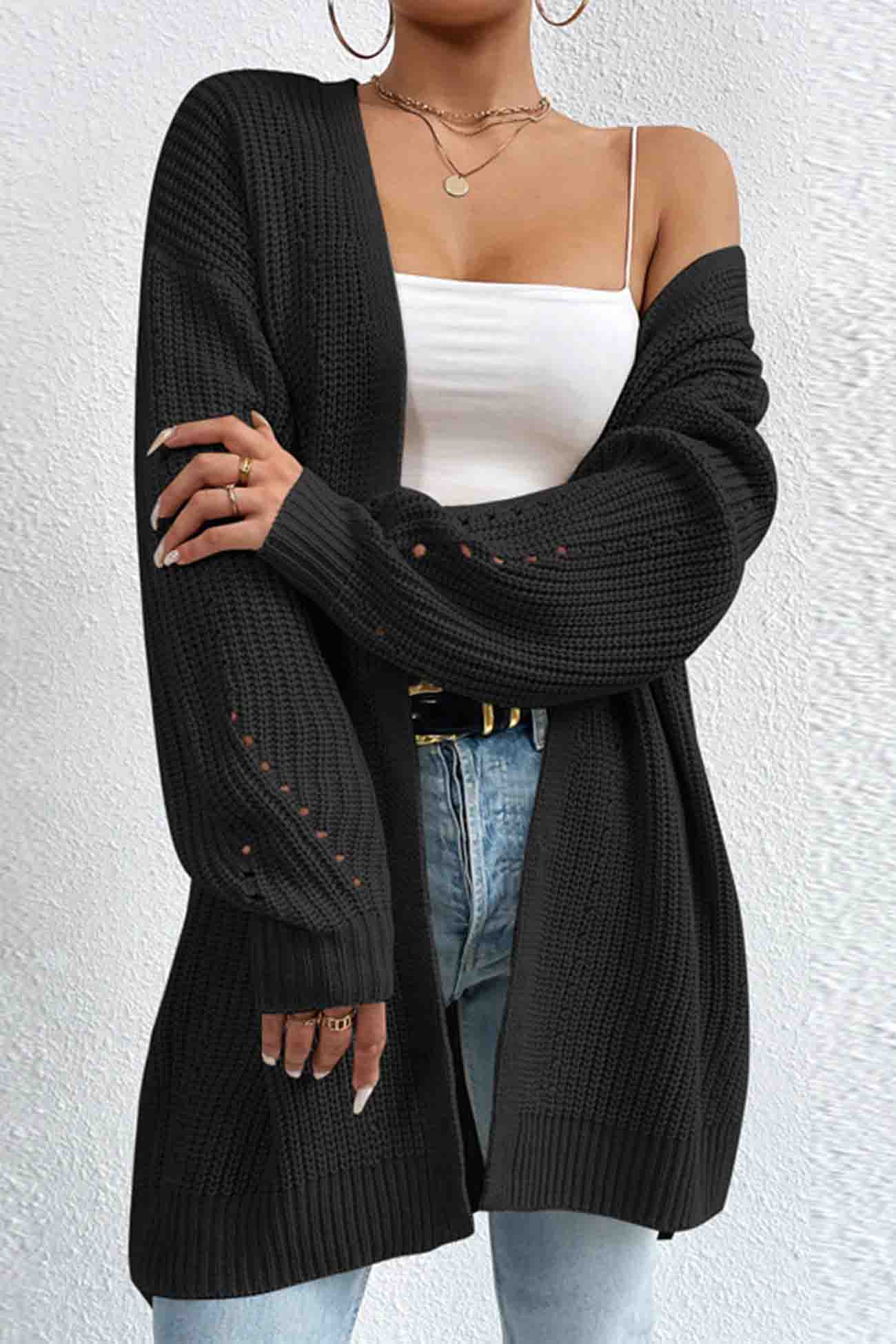 Open Mid-Length Front Cardigan