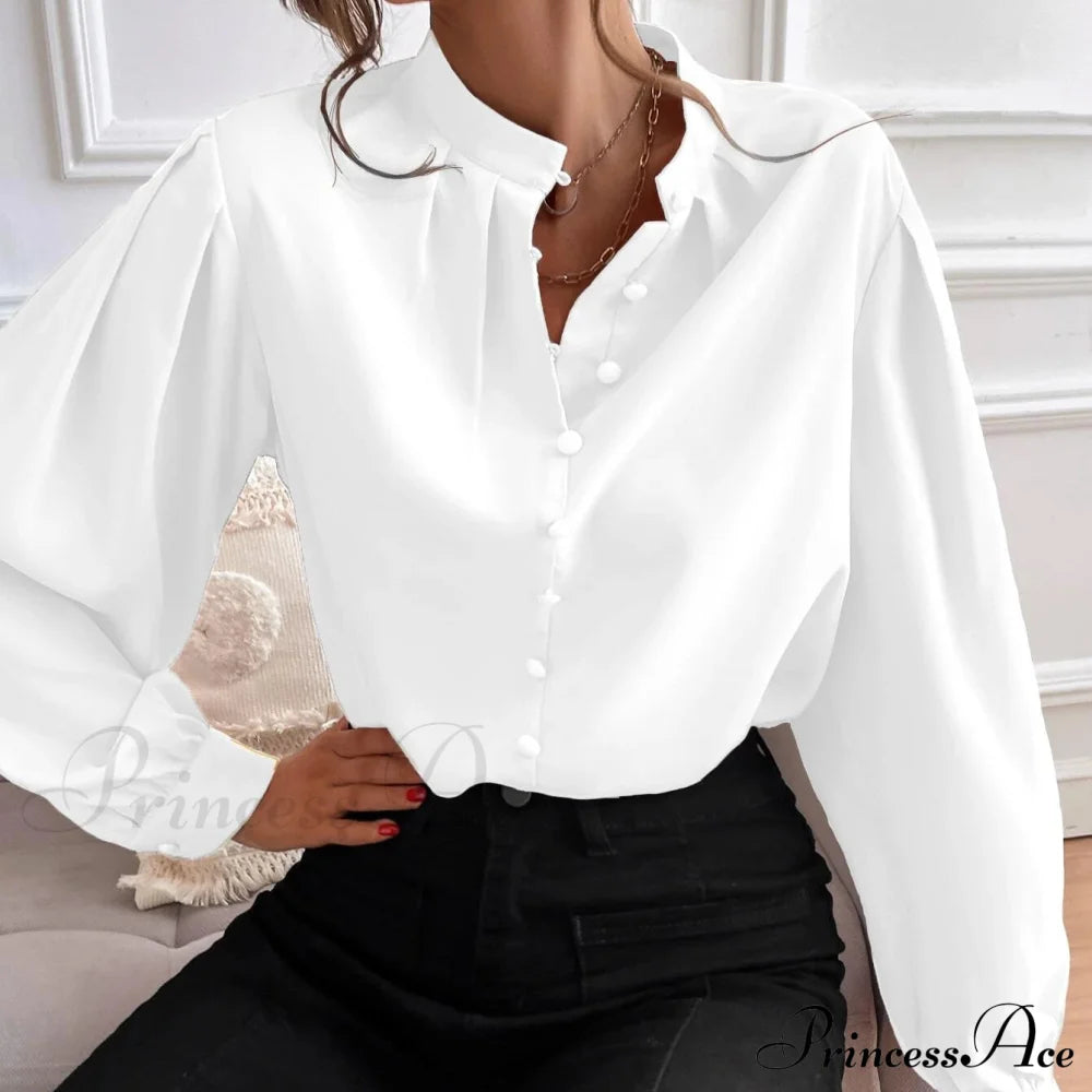 Blouse Button Bishop Up With Arm Detail