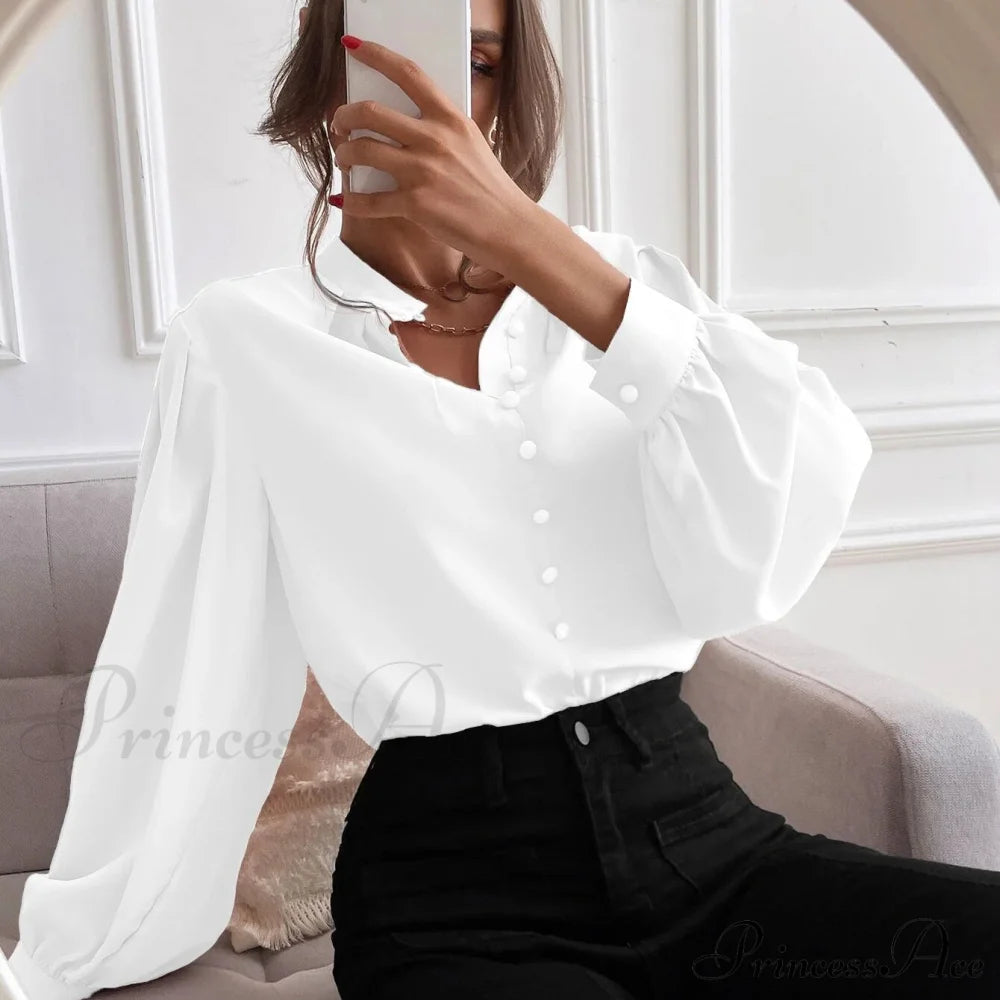 Blouse Button Bishop Up With Arm Detail