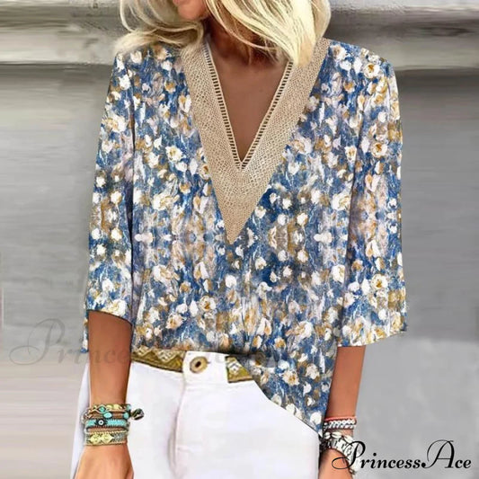 Blouse Lace With V-Neck Detail Blouses