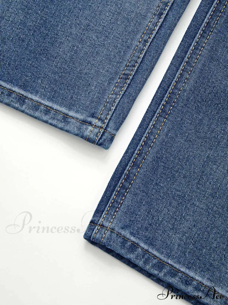 Blue Denim Graceful Cargo Mini Skirt Boyfriend Jeans