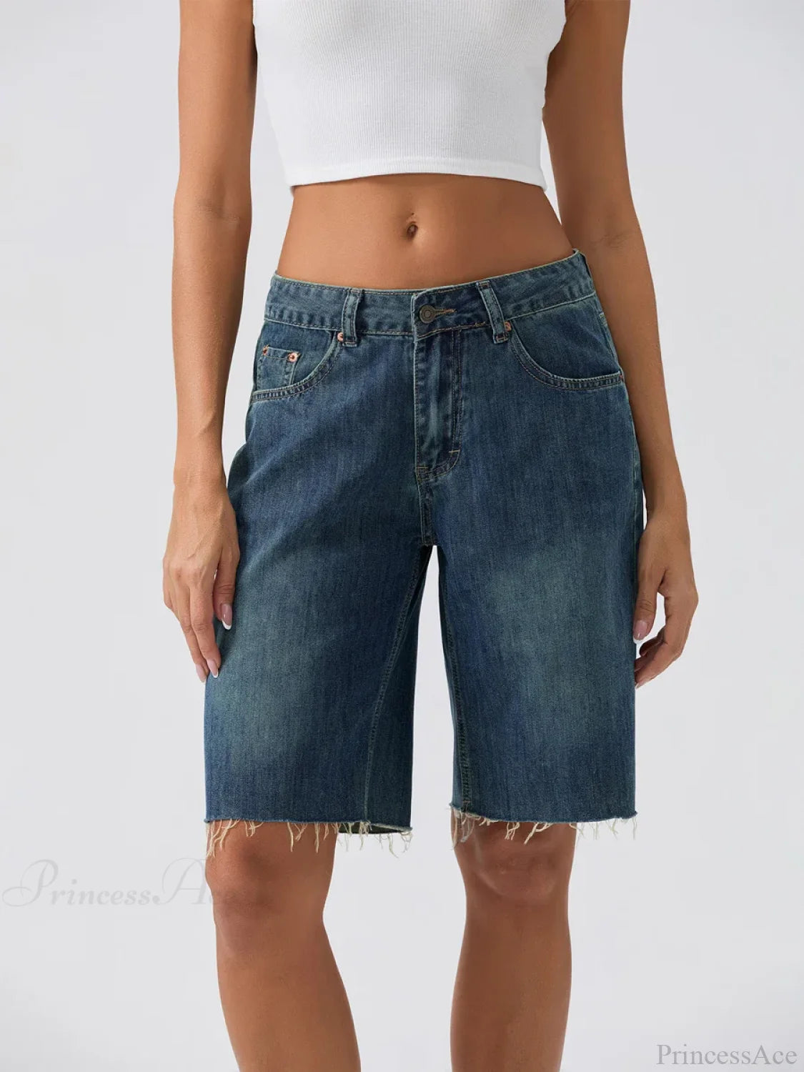Blue Wide-Leg Denim Short blue / S short-250223