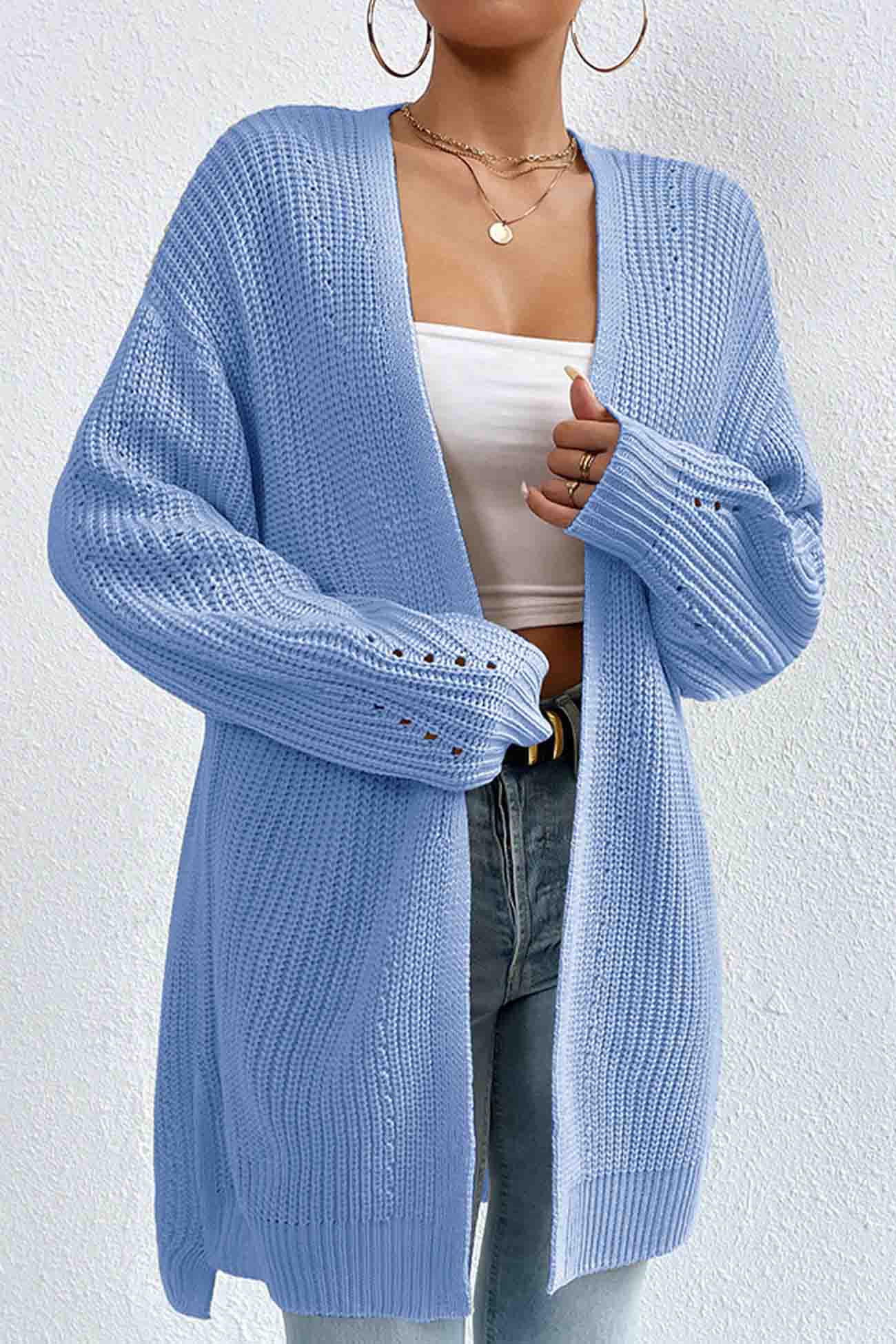 Open Mid-Length Front Cardigan