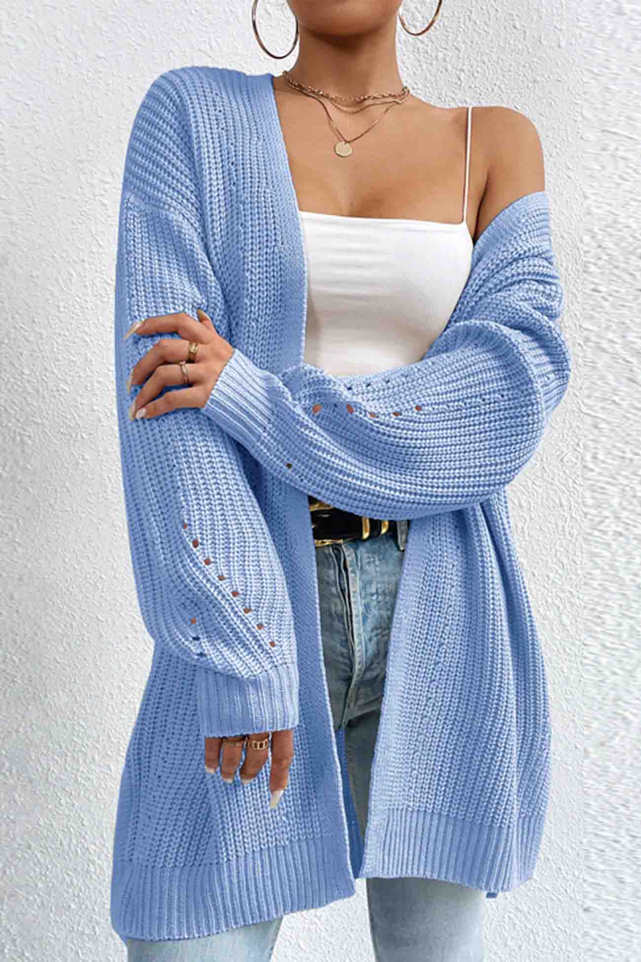 Open Mid-Length Front Cardigan