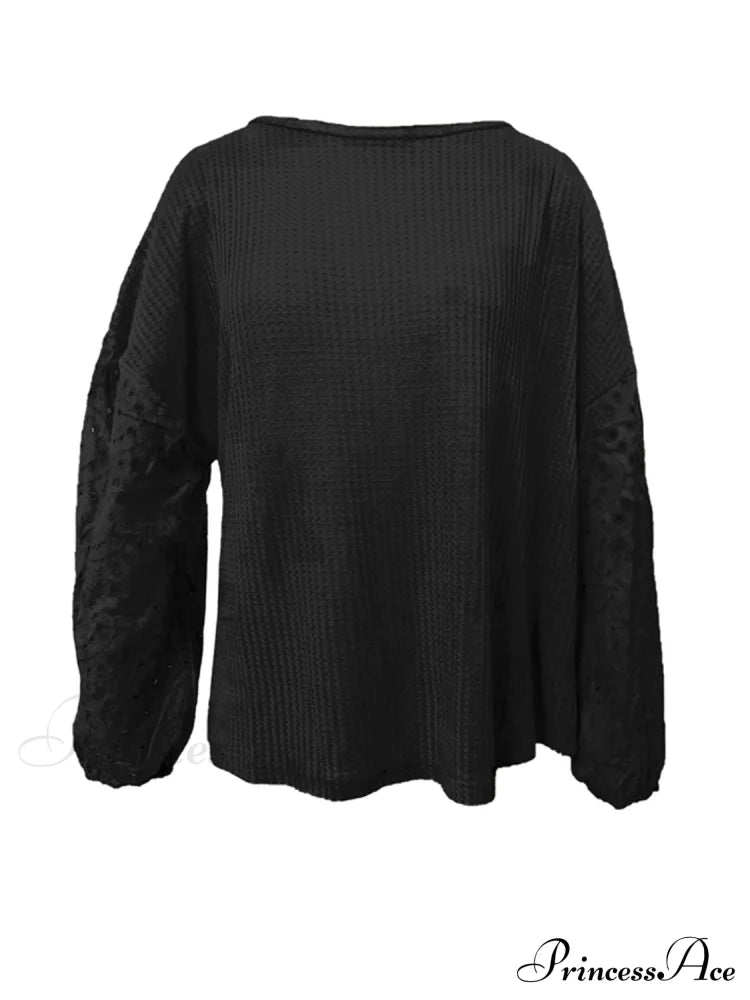 Boat With Openwork Dropped Blouse Neck Shoulders