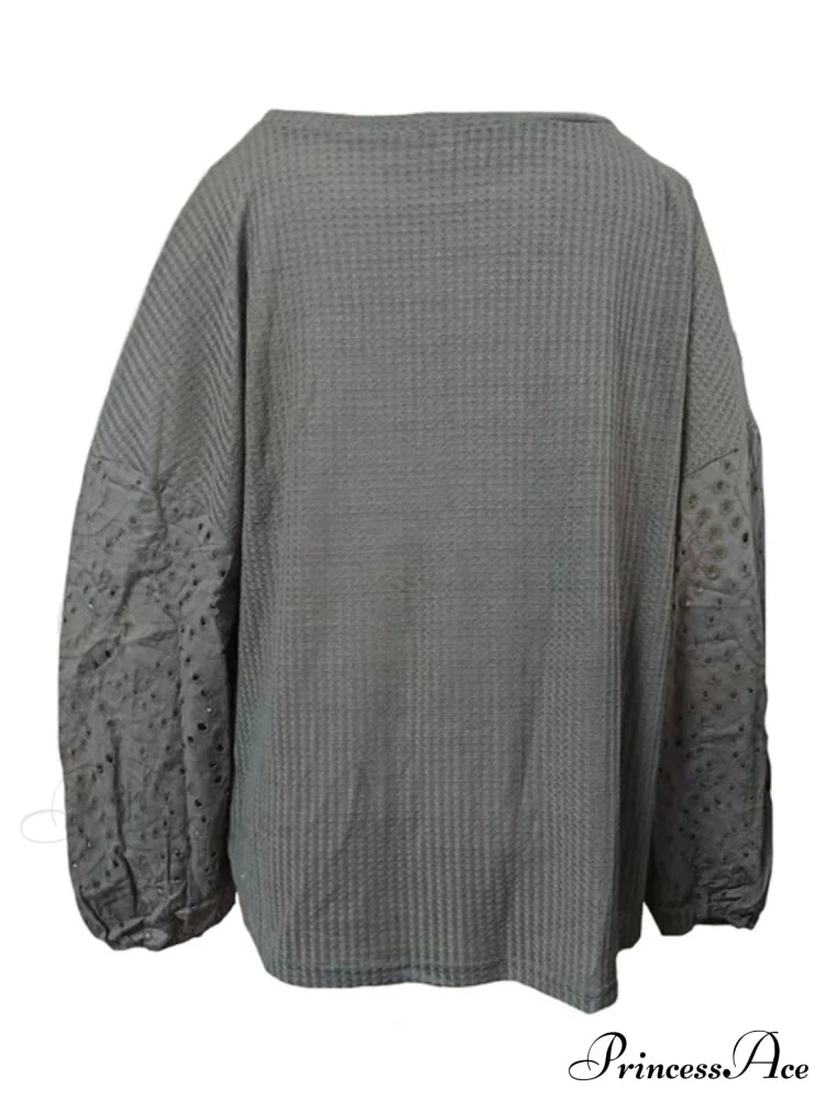 Boat With Openwork Dropped Blouse Neck Shoulders