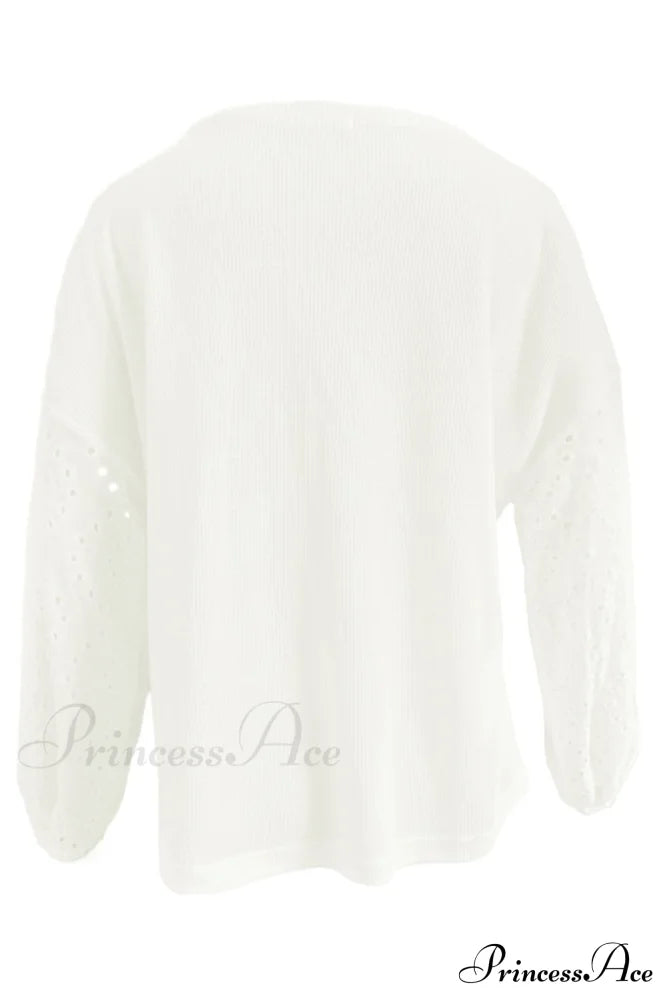 Boat With Openwork Dropped Blouse Neck Shoulders