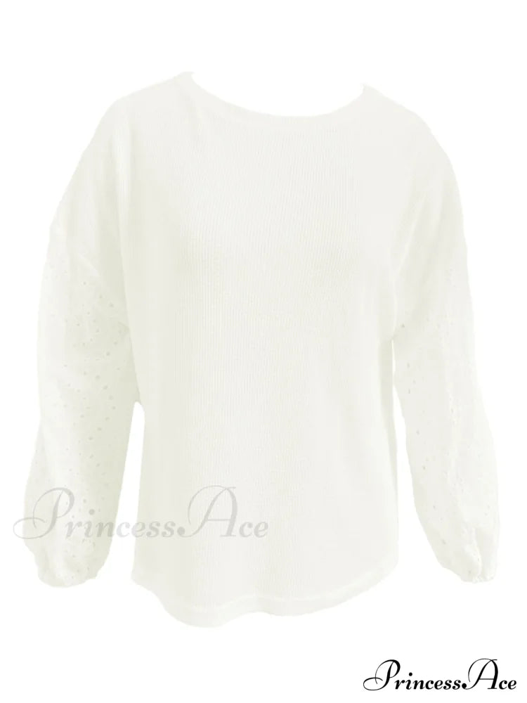 Boat With Openwork Dropped Blouse Neck Shoulders