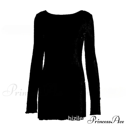 Bodycon Long Sleeve Mini Dress Black / S