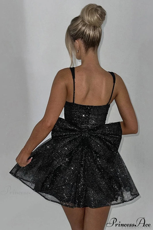Bodycon Sequined Strapless Bow Party Dress