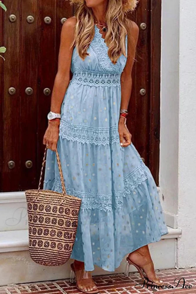 Bohemian Beach Graceful Maxi Dress Blue / S