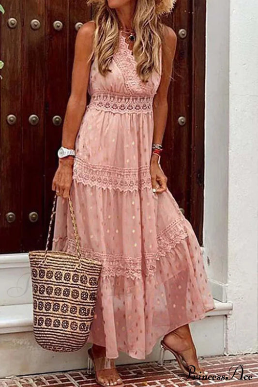 Bohemian Beach Graceful Maxi Dress Pink / S