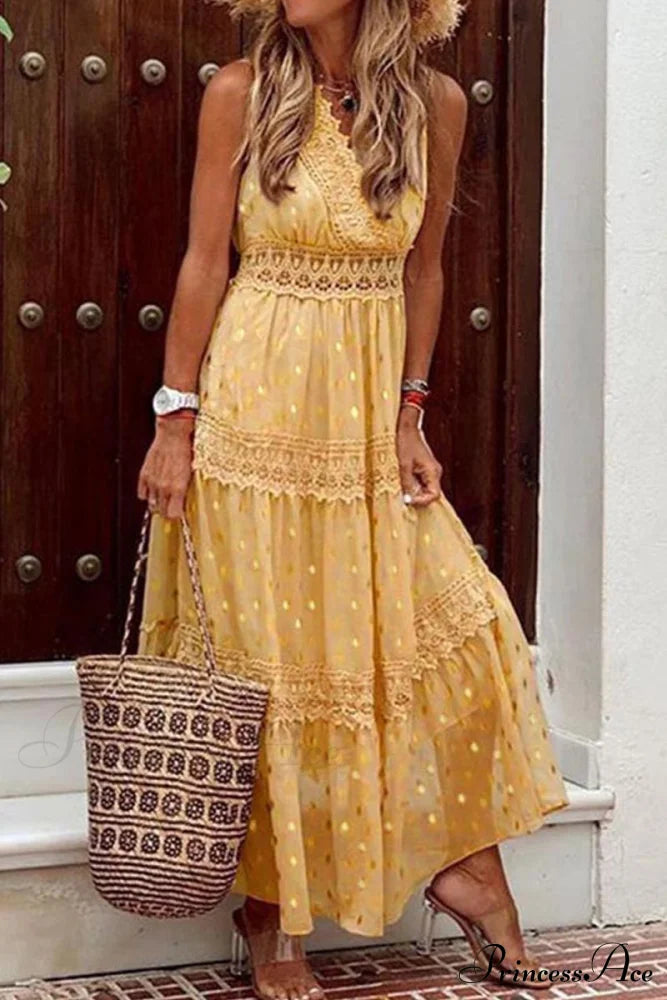 Bohemian Beach Graceful Maxi Dress Yellow / S