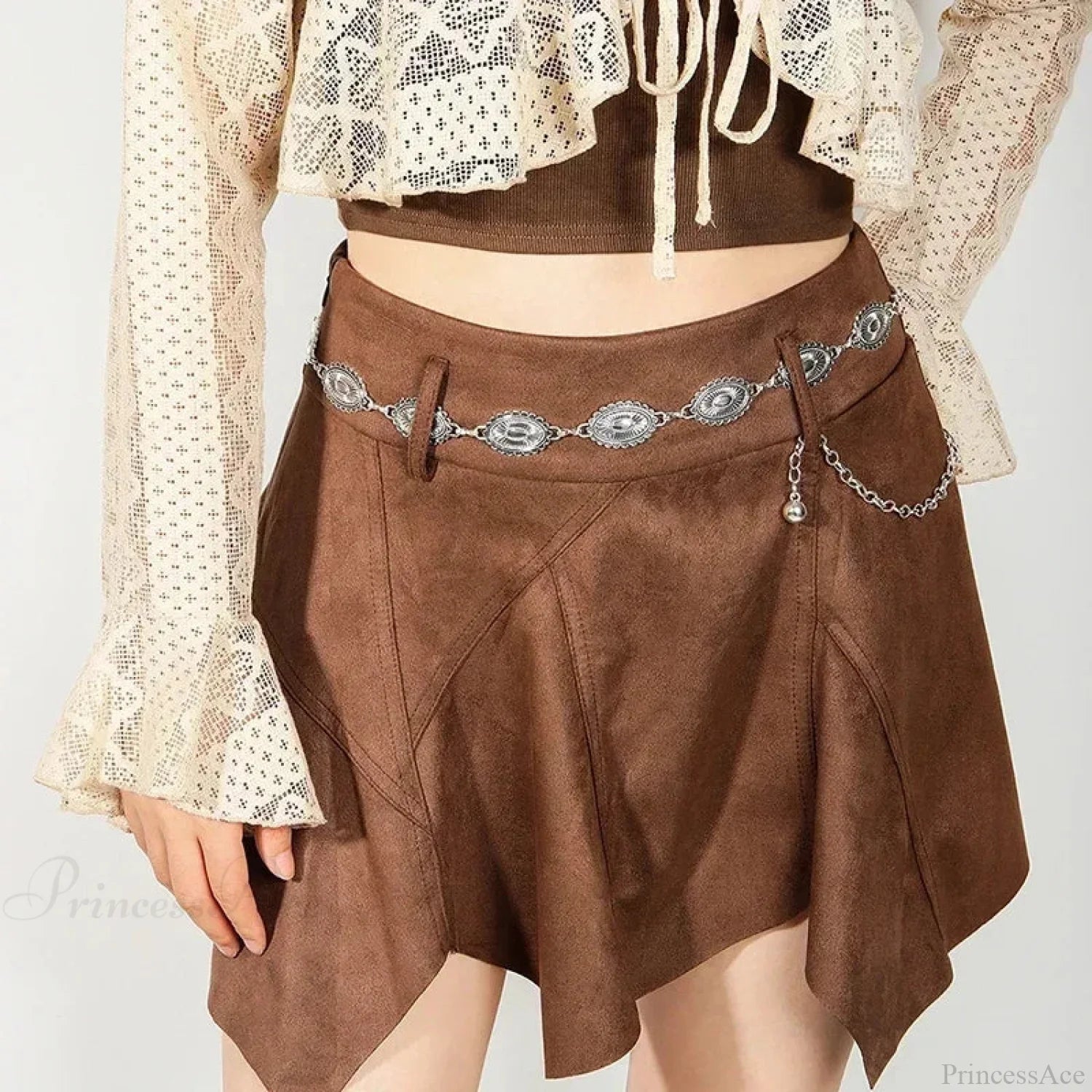 Bohemian Dark Metal Waist Chain Belt Silver