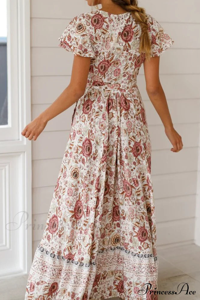 Bohemian Print Split Trendy High Waist Maxi Dress