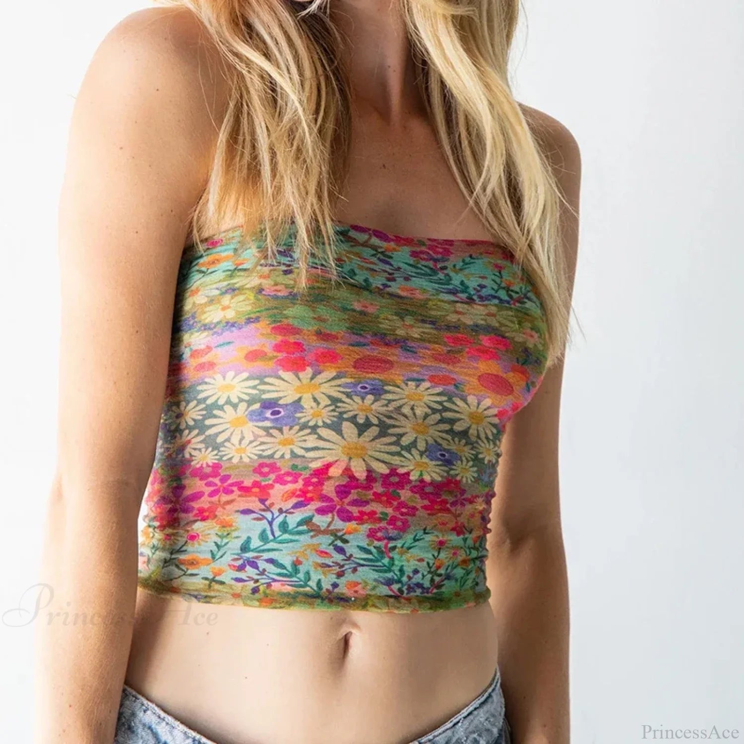 Boho Bandeau Off-Shoulder Tube Crop Top Yellow / S croptop-250126