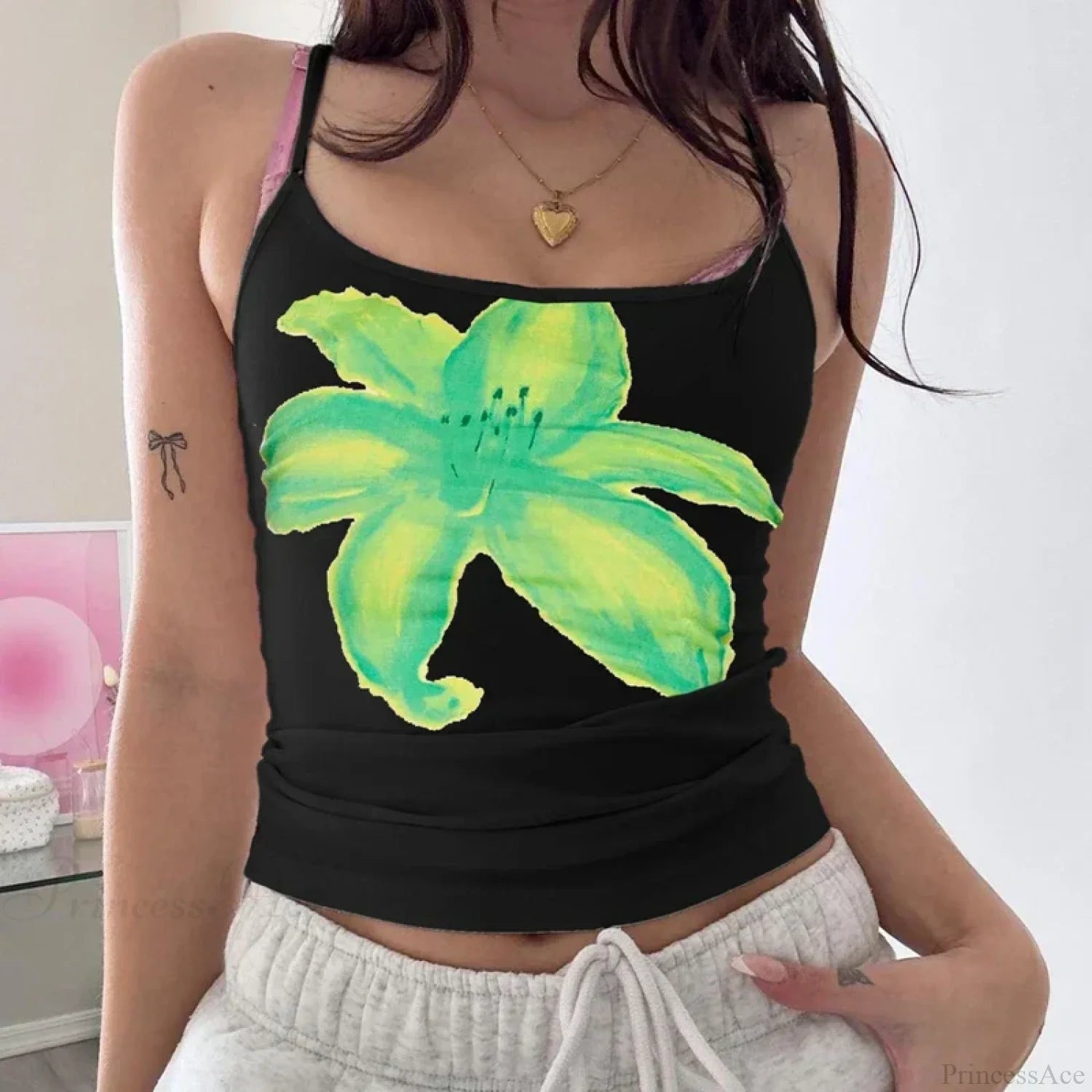 Boho Floral Spaghetti Strap Backless Vintage Low Cut Beach Style Crop Top croptop-250126