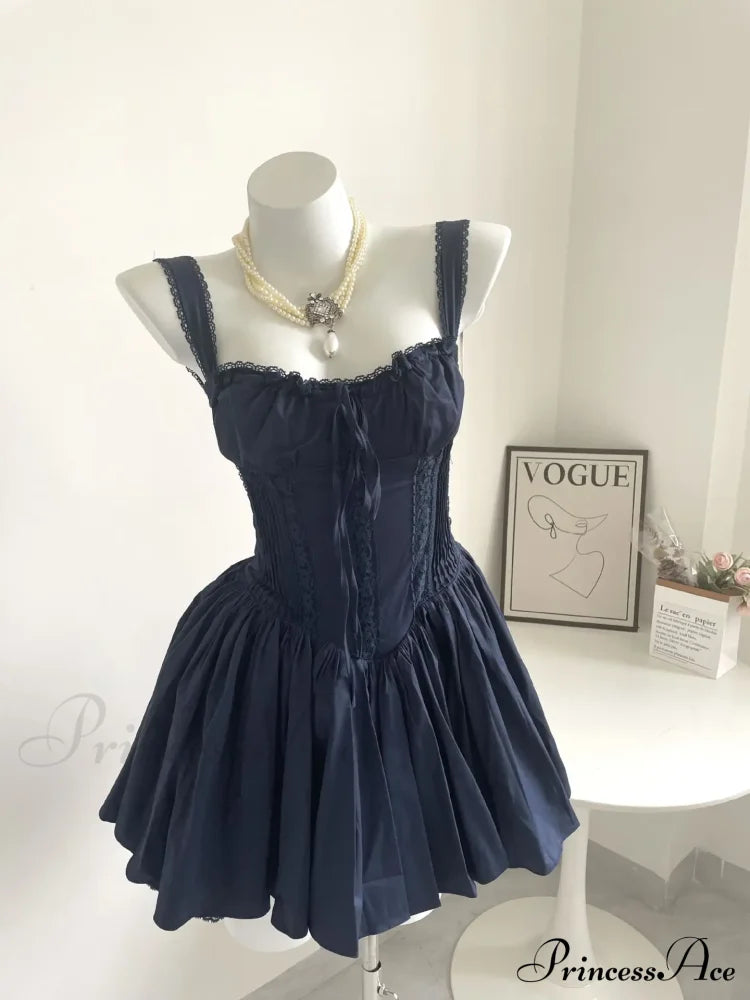 Boho Inspired Corset Mini Dress Sexy Straps Summer Dresses Christmas Party Navy / S Dresses-L