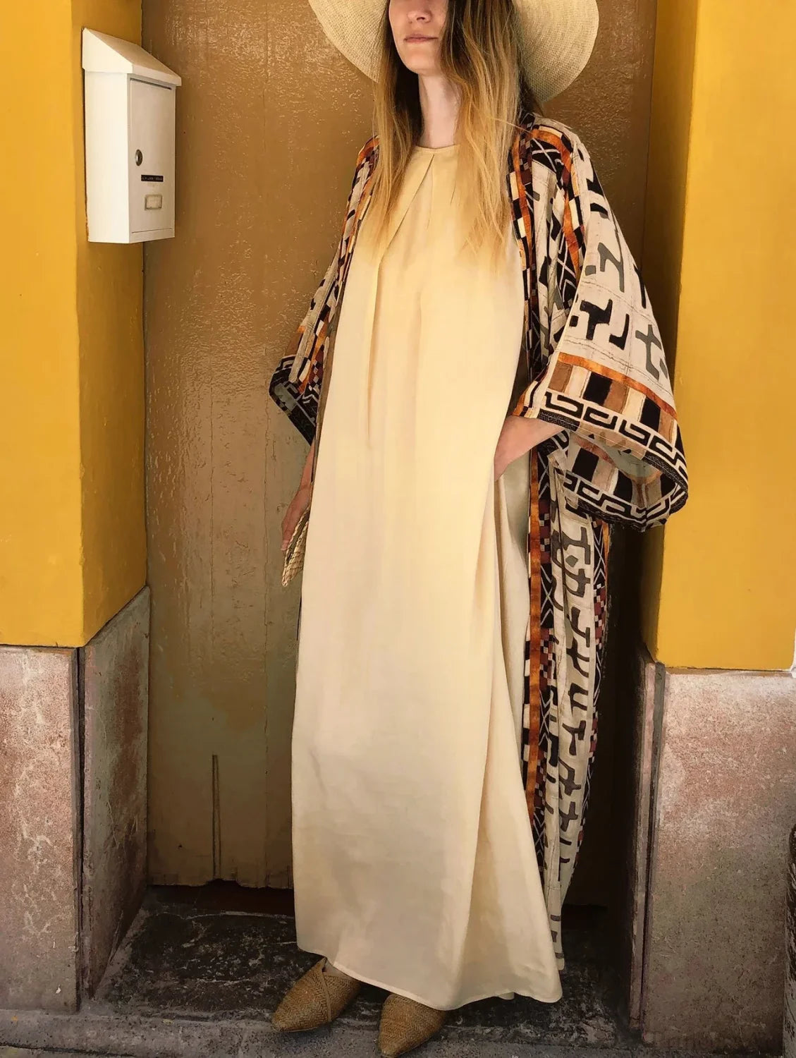 Boho Kimono Rayon Print Bikini Cover Up Loose Summer Dress bohocoverup-250126