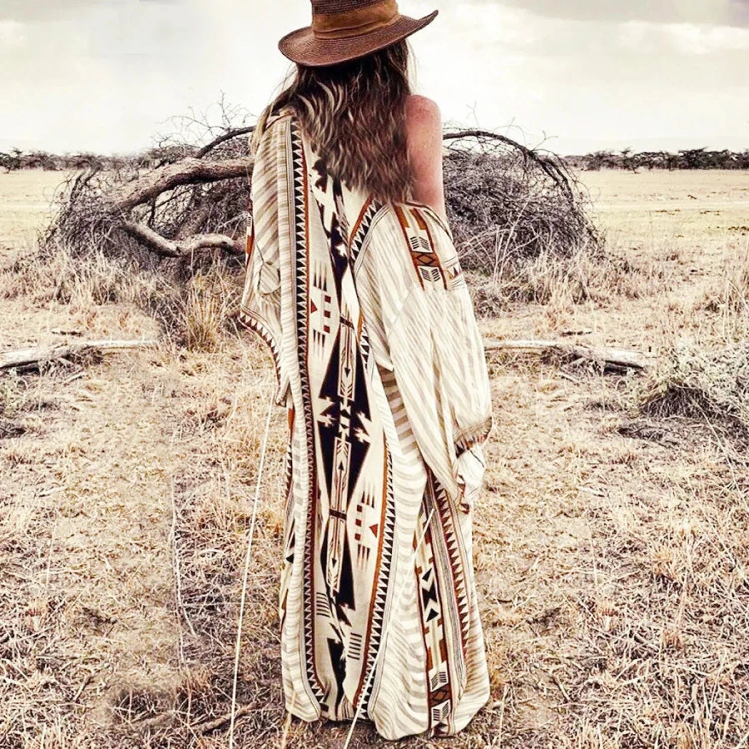 Boho Kimono Rayon Print Bikini Cover Up Loose Summer Dress bohocoverup-250126