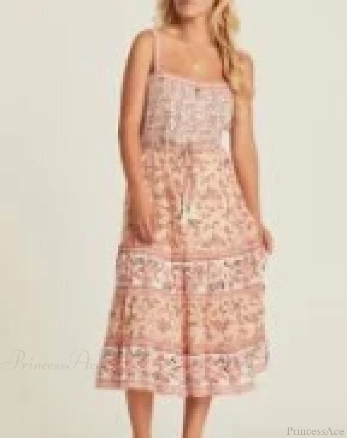 Boho Sundress Sexy Sleeveless Strap Rayon Floral Beach Dress Pink / S bohodress-250126