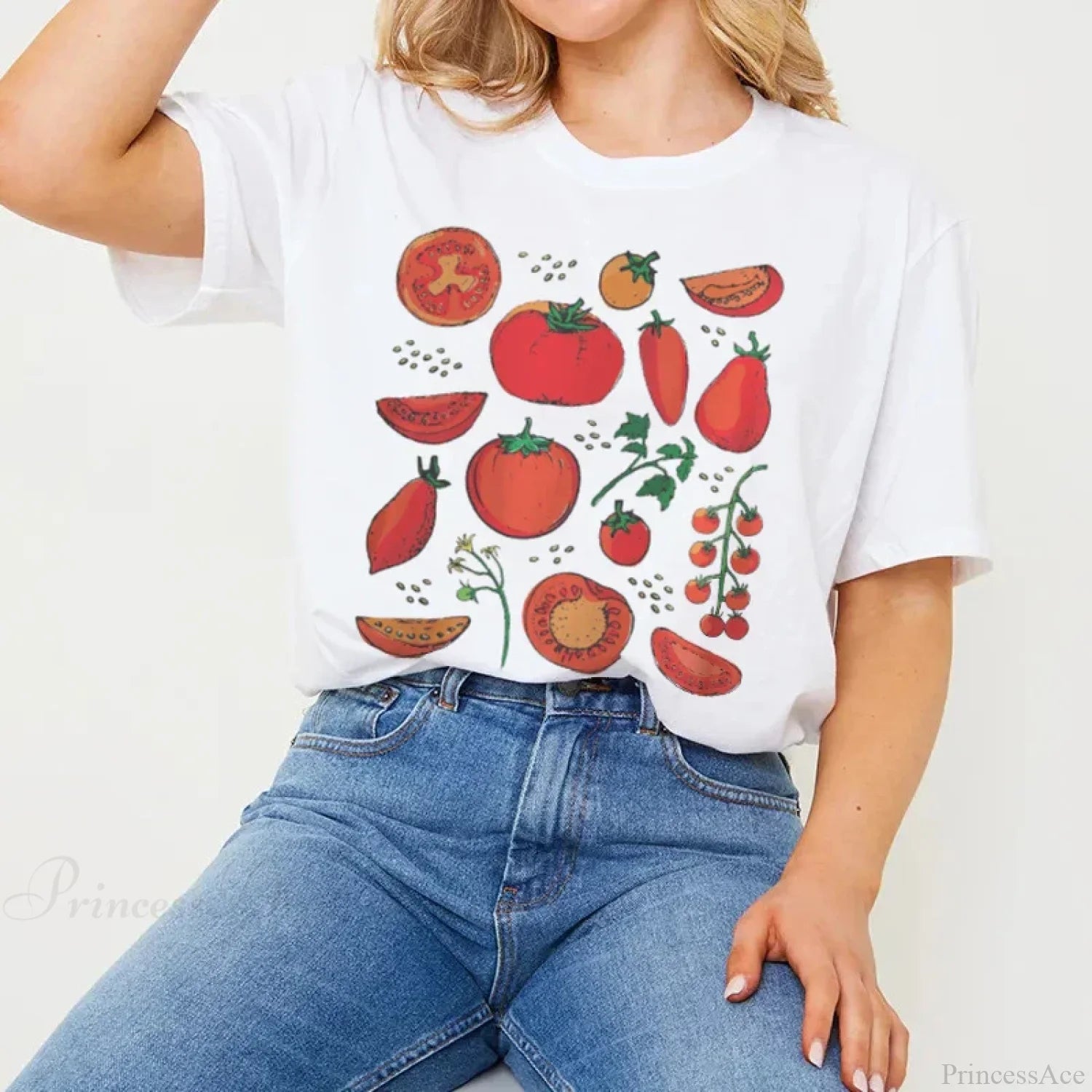 Boho Tomato Botanical Garden T-shirt WHITE / S t-shirt-250223