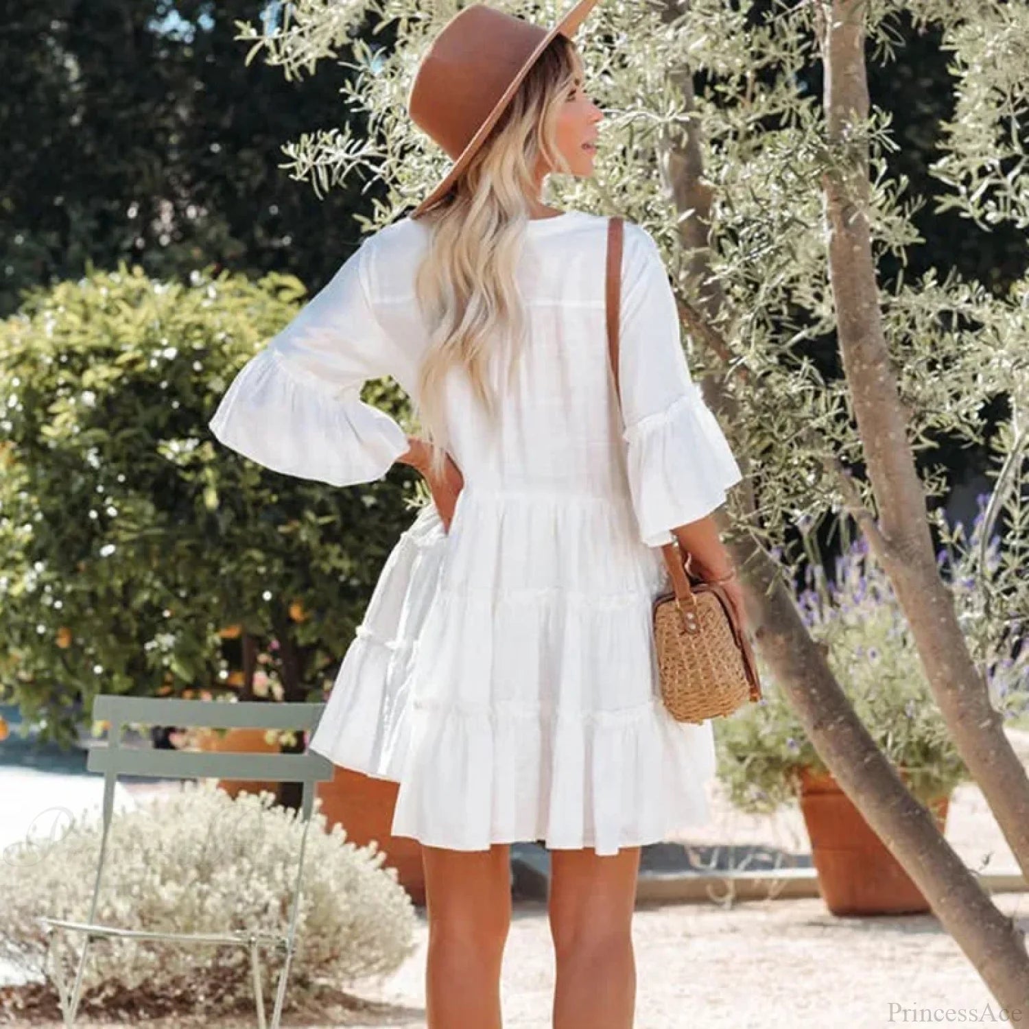 Boho Tunic Beach Wear Loose Cover-Up for Women Vintage V-neck Mini Summer Dress bohodress-250126